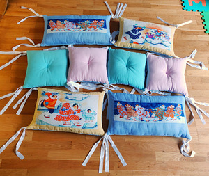 Декоративные боковые подушки на кроватку. Скидка 250€, Лён