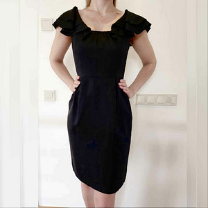 Черное вечернее платье из натурального шелка, шелковое платье, S