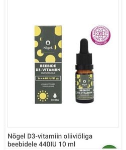 Nõgel D3-vitamiin oliiviõliga beebidele 440IU 10 ml