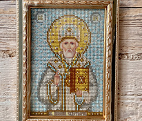 Икона вышитая бисером «св.Николай Чудотворец»