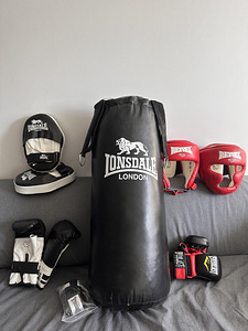 Боксерская груша, шлемы и перчатка