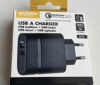 Biltema USB charger with 2 ports, Type A, QC 3.0