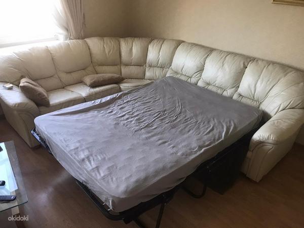 Угловой диван - кровать (кожа) (фото #2)