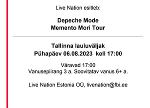 Müüa Depeche Mode kontserdipileteid (1 foto / 1)