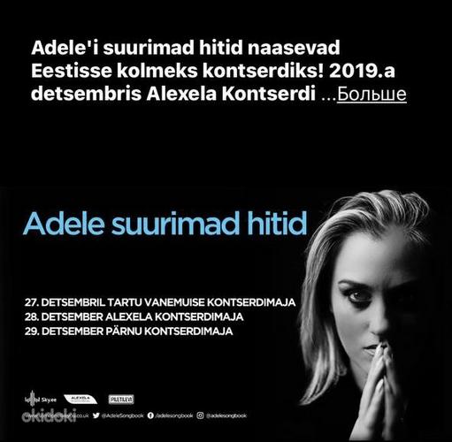 Kontserdi pilet. Adele laulud 28.12 kell 19:00 (foto #1)