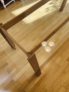 Söögilaud 210cm x 90 cm, klaas ja tamm (3 foto / 4)