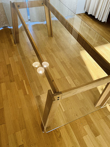 Söögilaud 210cm x 90 cm, klaas ja tamm (4 foto / 4)