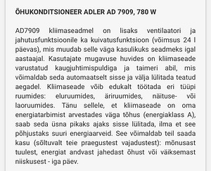 Mobiilne konditsioneer Adler AD7909 (5 foto / 8)