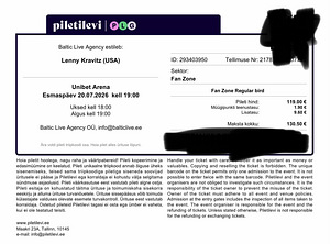 Fanzone Pilet Lenny Kravitz kontserdile (1 foto / 1)
