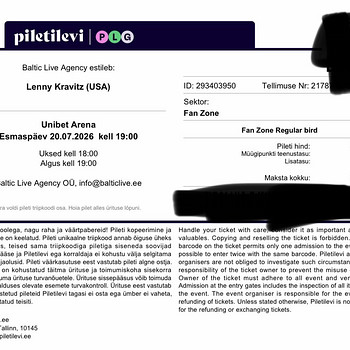 Fanzone Pilet Lenny Kravitz kontserdile