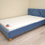 Синяя бархатная кровать 120x200 (фото #1)