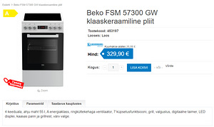Beko FSM 57300 GW klaaskeraamiline pliit (7 foto / 7)