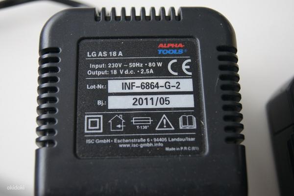 Зарядное устройство alpha tools + 2 батареи 18V (фото #3)