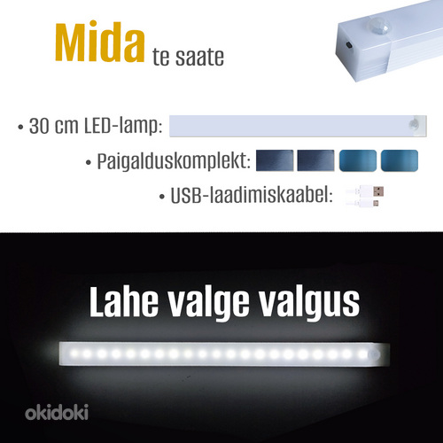 Juhtmeta valgusti liikumisanduriga - seinale paigaldatav LED (foto #3)
