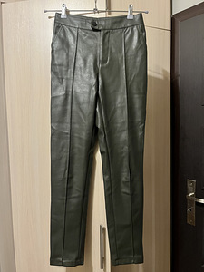 Кожаные брюки утепленные флис