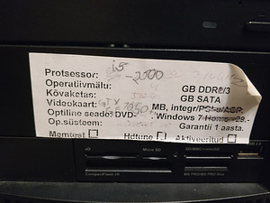 Arvuti I5-2500, GTX GeForce 1050Ti, HDD 500Gb, RAM 4Gb DDR3 (4 foto / 9)