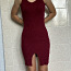 Бордовое платье,теплой вязки,с вырезом (фото #1)