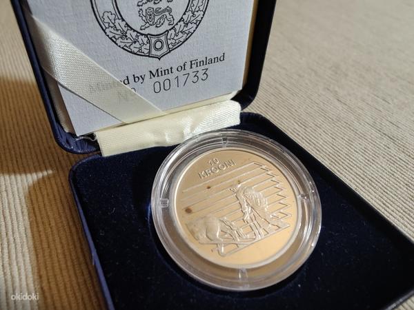 Серебряная монета 10 крон Эстонская Республика 80 памятная монета (фото #1)