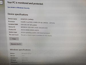 Väga korralik lauaarvuti ThinkCentre M720s I5, 8GB, 240SSD (2 foto / 3)