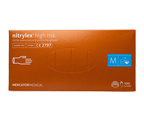 Нитриловые перчатки Mercator® nitrylex® высокого риска, оранжевые, S; М