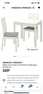 IKEA EKEDALEN söögilaud + 2 tooli (1 foto / 5)