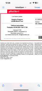 Imagine Dragons LOOM World Tour (3 билета) (2 фото из 2)