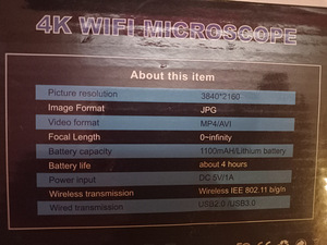 Mikroskoop 4K, Wifi (2 foto / 6)