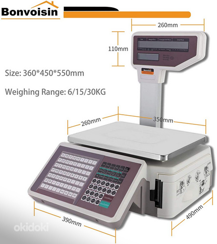 Весы для печати этикеток bonvoisin 30 кг Весы для печати (фото #2)