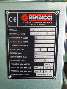 Keemilise puhastuse masin Renzacci Planet 20 club (8 foto / 10)