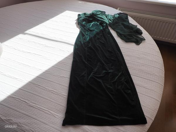 Платье из бархатной ткани, темно-зелёное, размер 38. НОВОЕ. (фото #6)