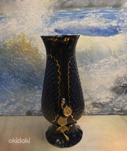 "OKSJON, art, pr" фарфоровая ваза с золотистой розой (фото #3)