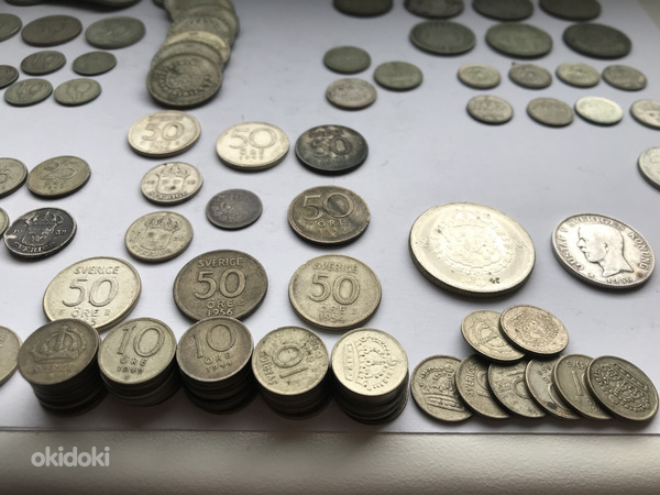 Различные шведские серебряные монеты (фото #7)