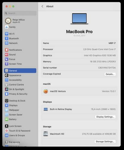 Macbook pro 2017 15,4" 2,9gHz i7 16GB 512GB space gray (foto #5)