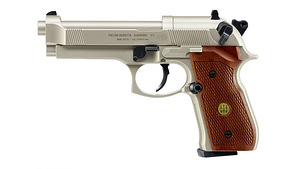 Пневматический пистолет Beretta 92FS никель — деревянная рукоятка — 4,5 мм (1 фото из 6)