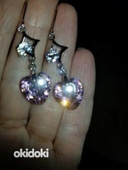 Серьги с кристаллами сваровски позолота swarovski сиреневые (фото #1)