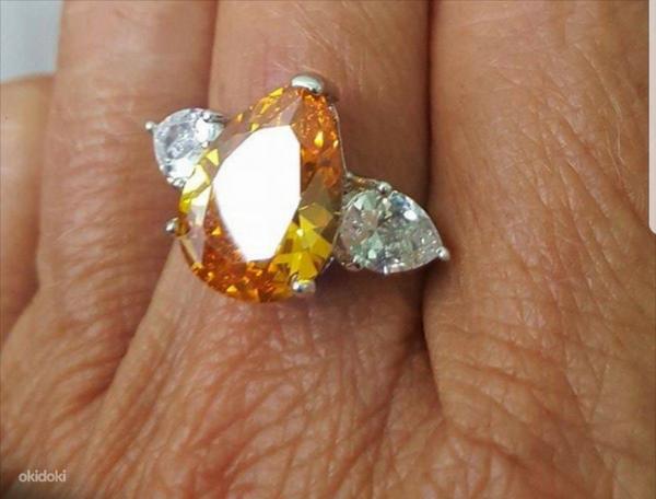 Loodusliku akvamariiniga sõrmus, valge kuld, 585 standart (foto #10)