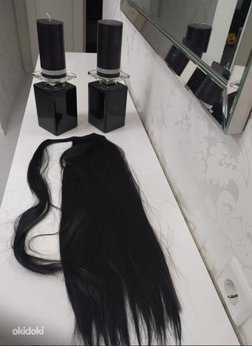 Черный хвост наращивание волос длина 60 см (фото #1)