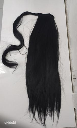 Черный хвост наращивание волос длина 60 см (фото #2)
