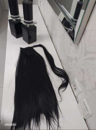 Черный хвост наращивание волос длина 60 см (фото #4)