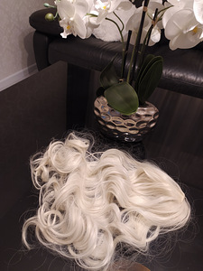 Blond, lokkis klamber hobusesaba juuksepikendus (2 foto / 4)