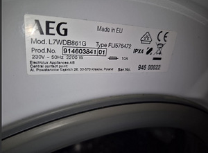 Pesumasin kuivatiga Aeg L7WDB861G 8kg ja 4kg 1600p (5 foto / 7)