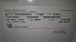Pesumasin Bosch WAT284P9SN 9kg 1400p/min (5 foto / 6)