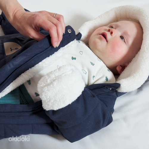 Детский зимний комбинезон с меховой подкладкой, размер 1-3 месяца (фото #5)
