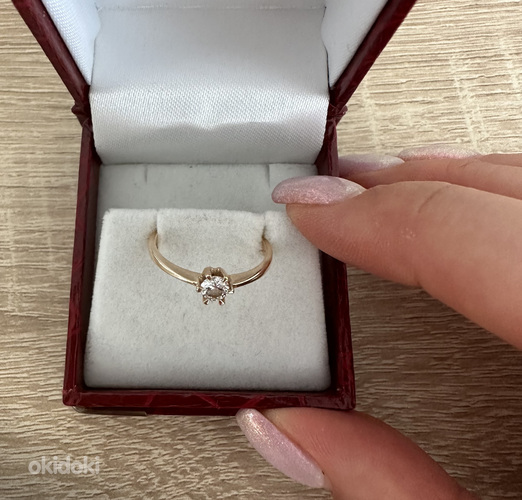Золотое кольцо, бриллиант 0,33 карата (фото #2)