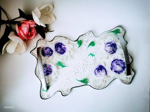 Suur epoksiidvaigust kandik 3D lilledega (foto #1)