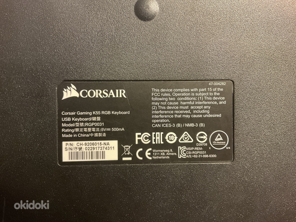 Клавиатура CORSAIR GAMING K55 RGB (ENG) USB (БЕЗ НОЖКИ) (фото #3)