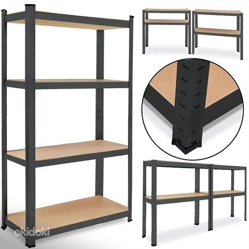 Lao- ja garaažiriiul,must,4 riiulit,540 kg,150x75x30cm HM140