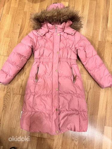 Теплое длинное зимнее пальто для девочки 140 (фото #1)
