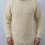 Белый шерстяной свитер с узорами. Арановский свитер. (фото #1)