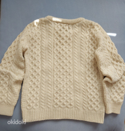 Белый шерстяной свитер с узорами. Арановский свитер. (фото #6)
